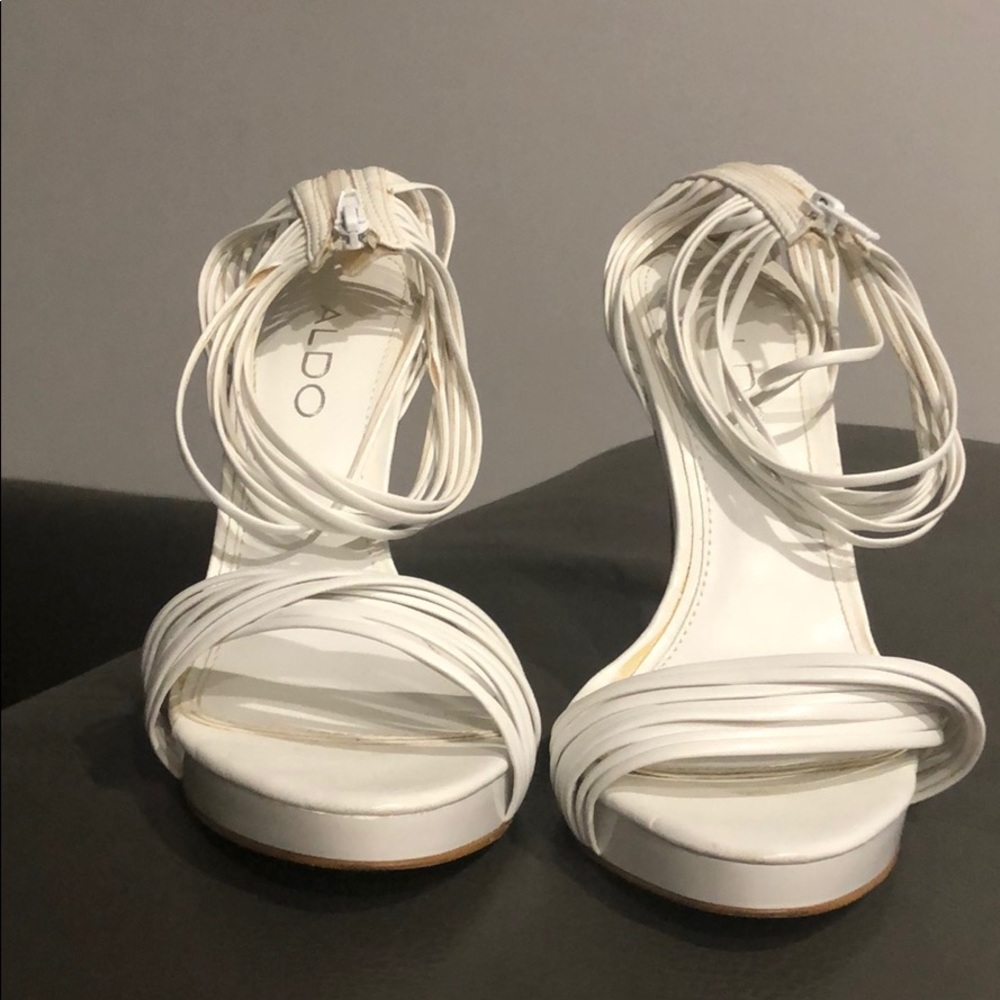 White Straps High Heels Sandals.